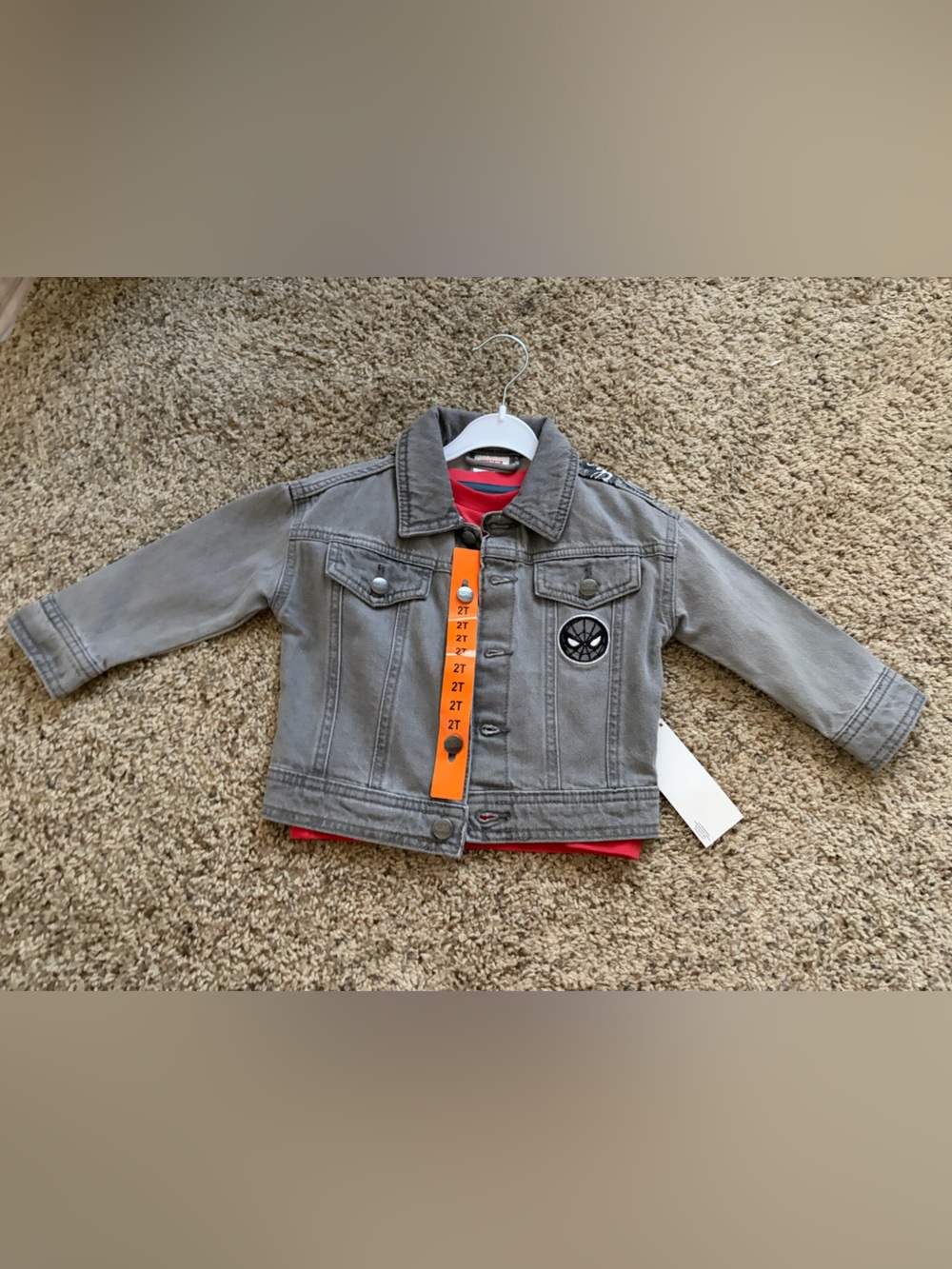 Kids Gray Denim Jacket with Patch - Stylish Outerwear